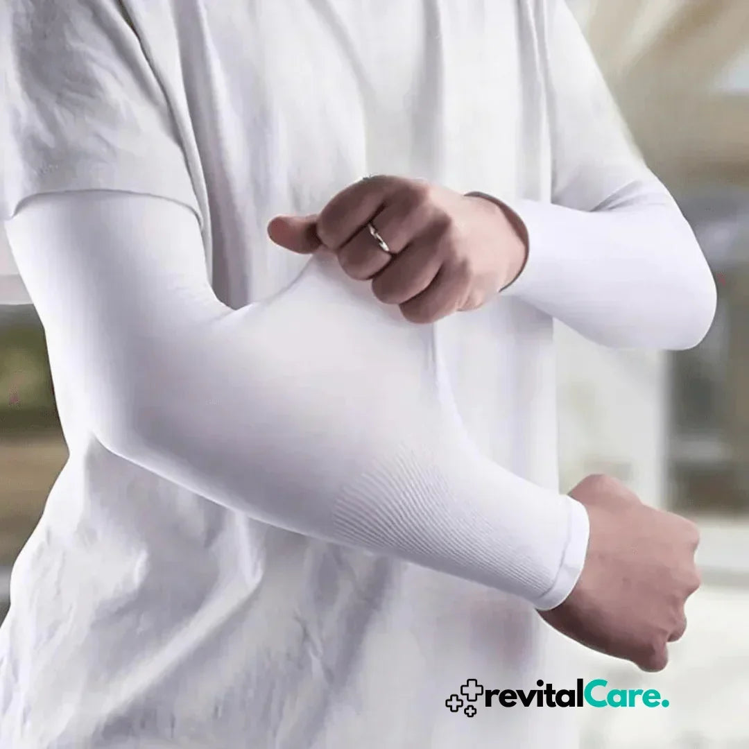 Unisex Kompressions-Armsleeve schwarz für Sport & Alltag, unterstützt Muskeln optimal.