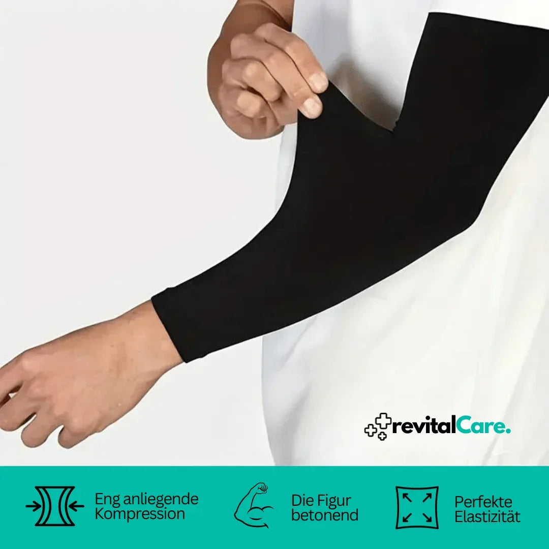 Robuster Kompressions-Armsleeve schwarz, unisex, für intensive Sportaktivitäten & Regeneration.