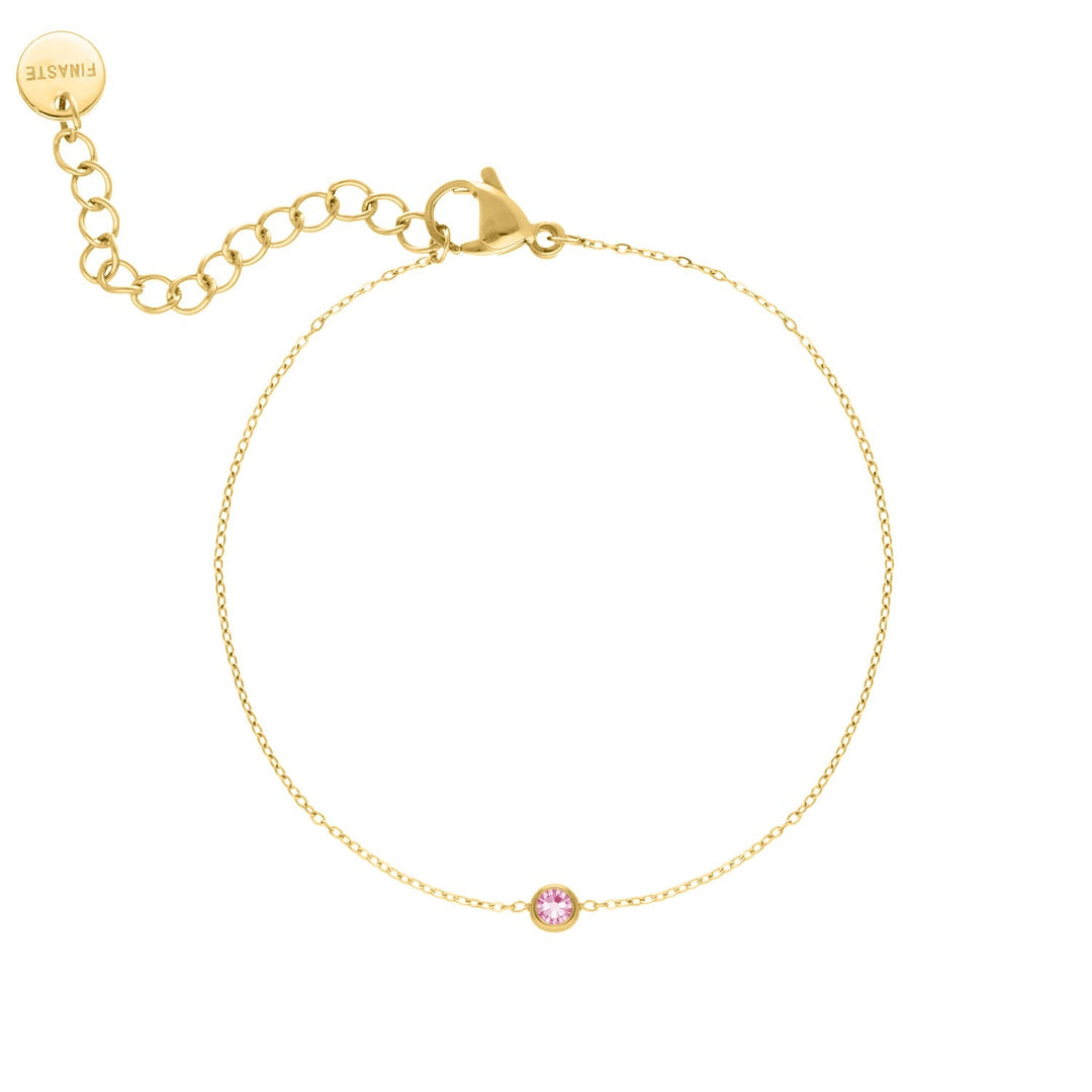 Rundes Edelstein-Armband für Damen, Geburtsstein-Design, vergoldet auf Sterling Silber, edler Schmuck.
