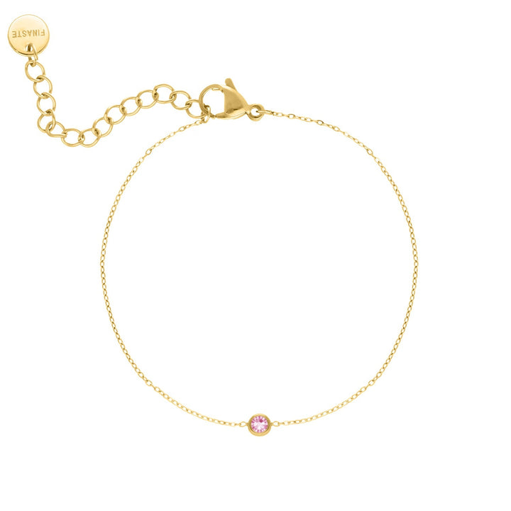 Rundes Edelstein-Armband für Damen, Geburtsstein-Design, vergoldet auf Sterling Silber, edler Schmuck.