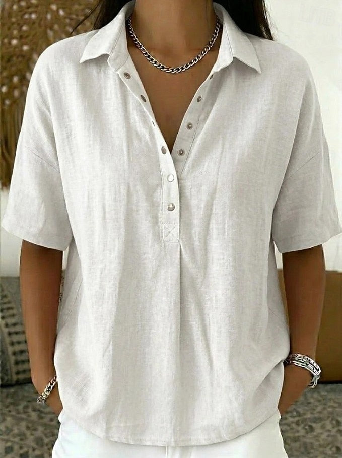 Damen Kurzarm-Bluse mit entspanntem Schnitt für Sommer & Alltag. Leichte, vielseitige Bluse S-3XL.