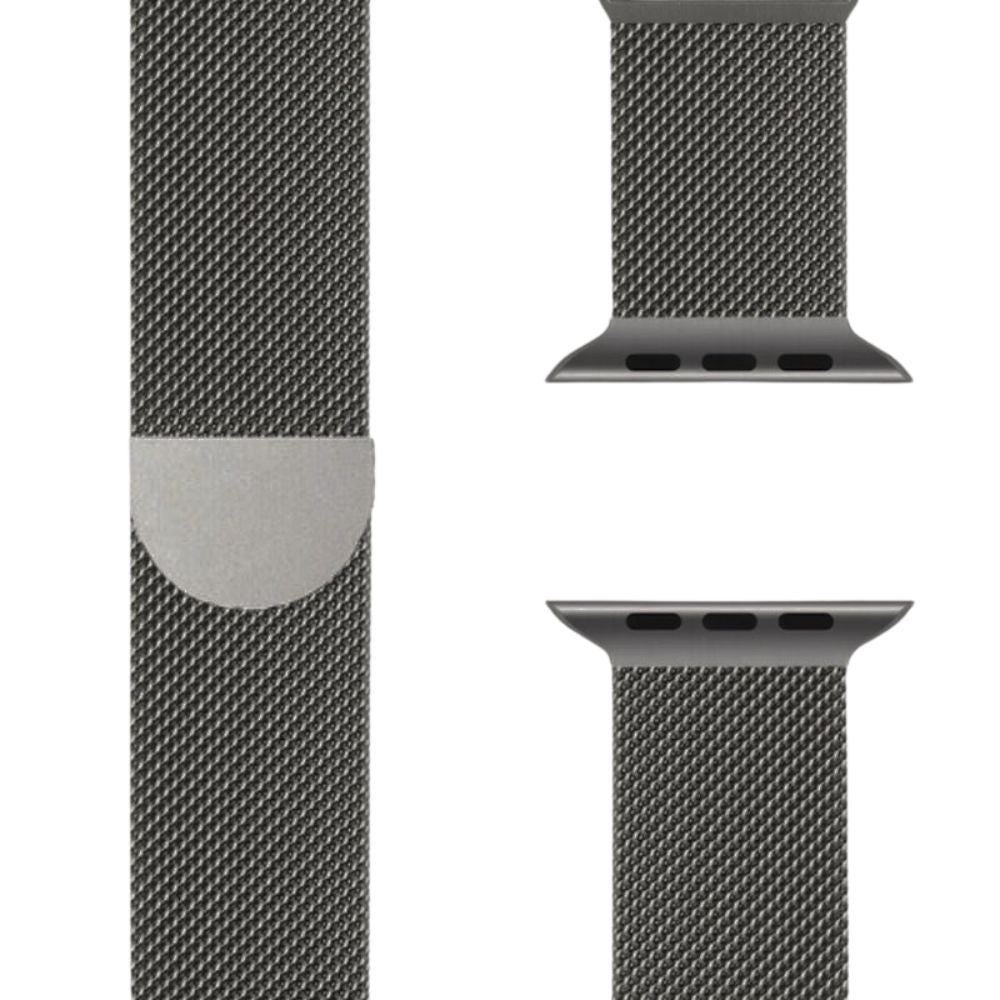 Silbernes Milanaise Apple Watch Armband, vielseitig kombinierbar.