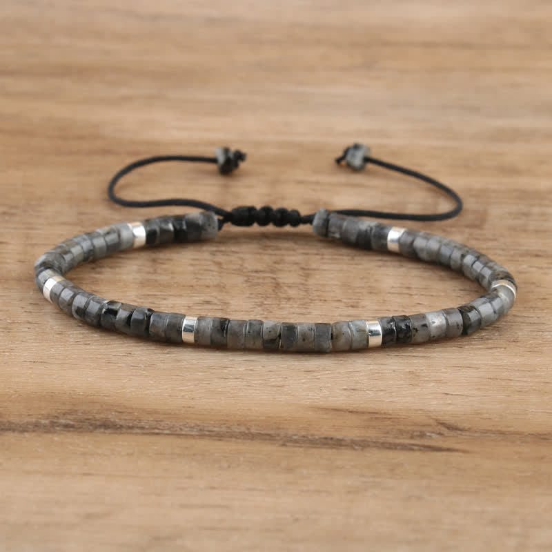 Modisches geflochtenes Damenarmband Seraphina, Natursteine, verstellbar, perfektes Geschenk.