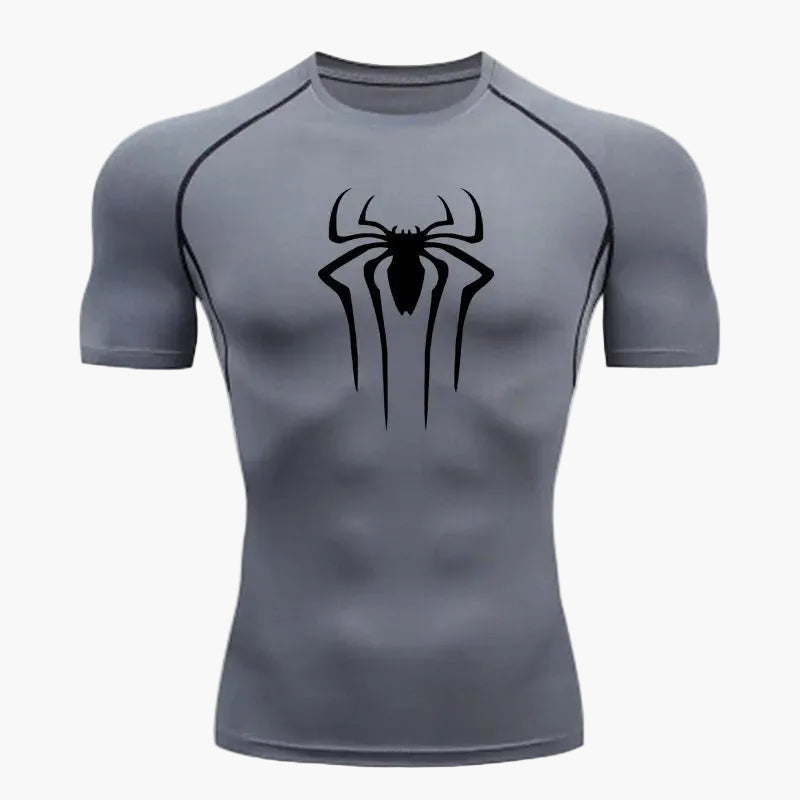 Sportliches Herren Kompressionsshirt für Comic-Fans. Funktionsshirt mit Spinnen-Design für Workout & Gym.