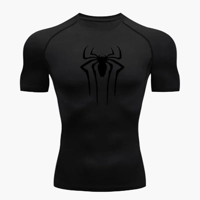 Herren Kompressionsshirt mit Spinnen-Design für Sport & Fitness. Enganliegendes Funktionsshirt für Performance-Training.