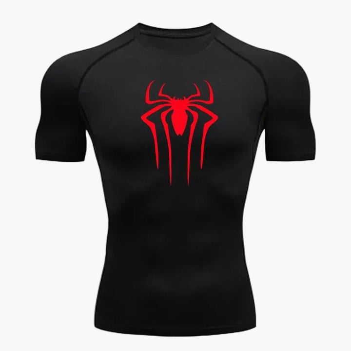 Performance Funktionsshirt Herren, enganliegend mit Spinnen-Design. Atmungsaktives Kompressionsshirt für Sport.