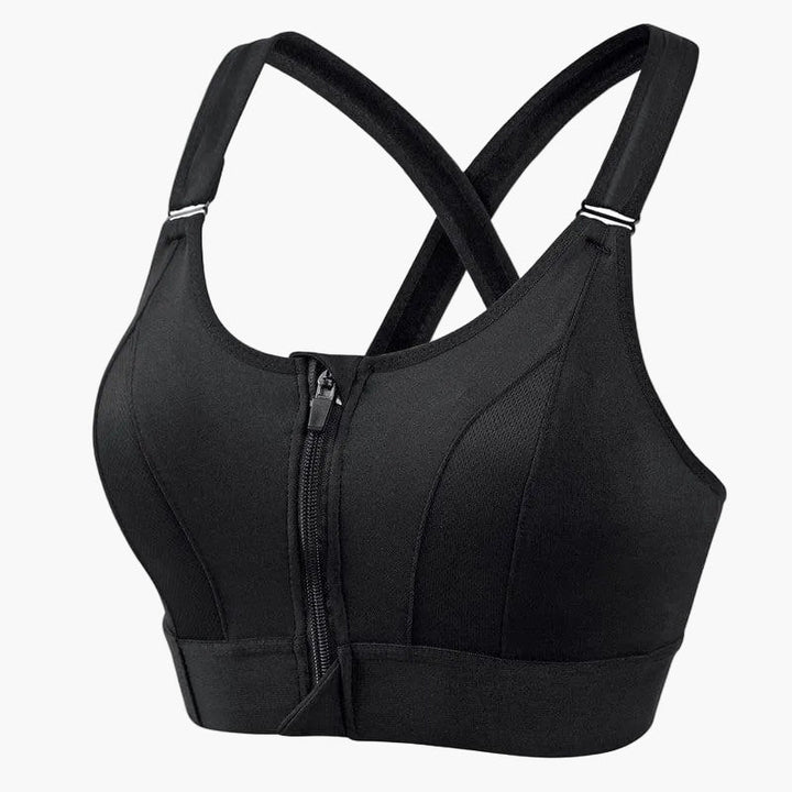 Komfortabler Damen Sport-BH mit starkem Halt & praktischem Frontreißverschluss für Yoga, Laufen & intensives Workout.