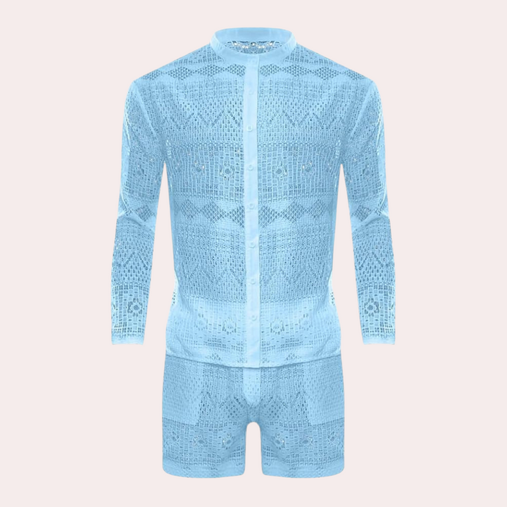 Vielseitiges Herren Kurzarm-Sommershirt-Set für Freizeit, Strand & Urlaub. Leichtes, luftiges und komfortables Outfit.