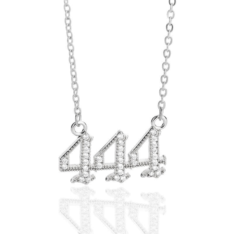 Glamouröse Damen-Halskette: Engelszahl-Design mit Zirkonia-Glanz auf silberner Kette.