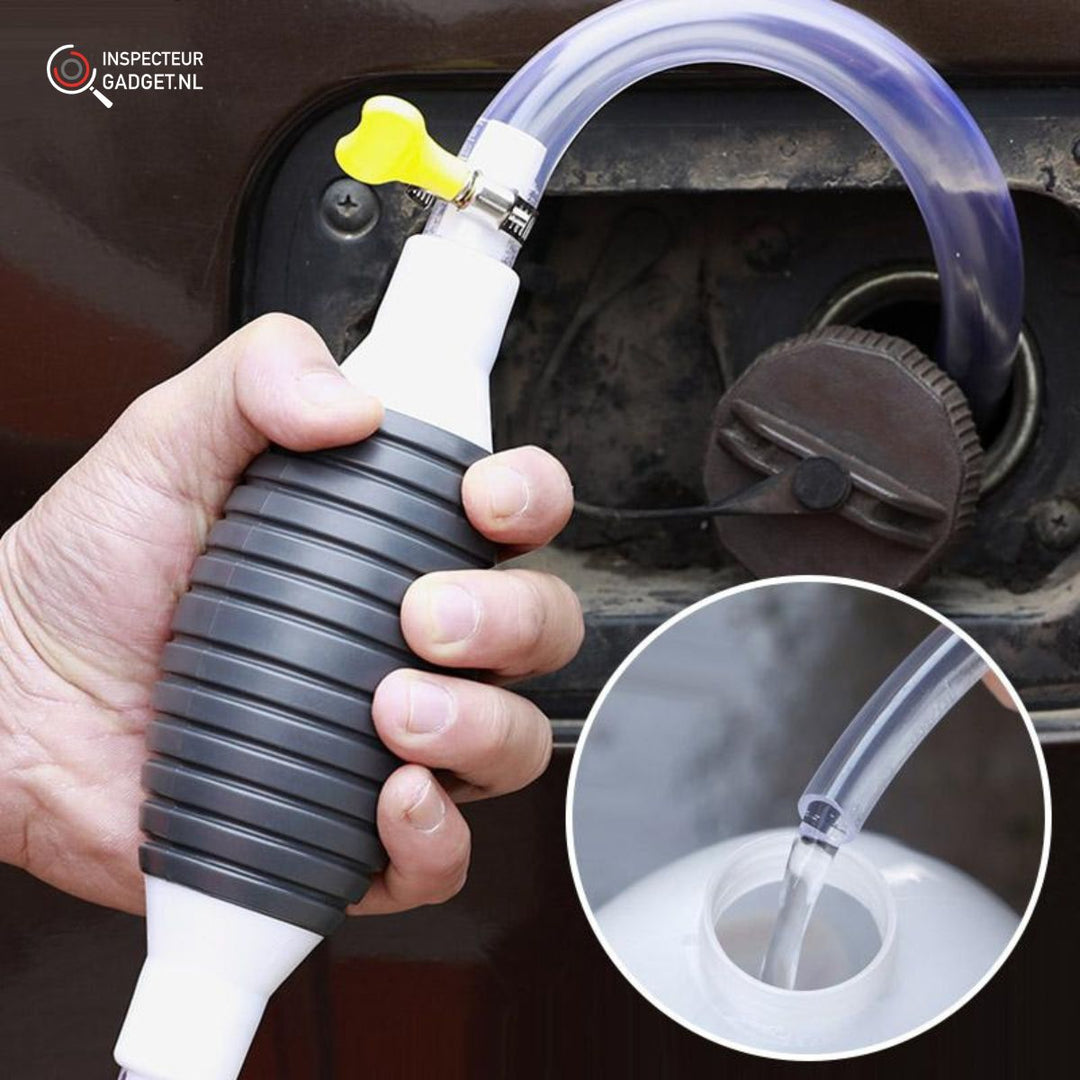 Multifunktionale Flüssigkeitspumpe zum sicheren Umfüllen von Benzin, Wasser, Öl in Auto, Garten, Haushalt.