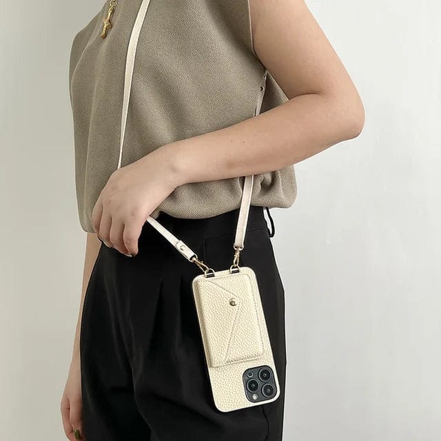 Freihändige Crossbody-Handyhülle mit Kordel. Perfekt für unterwegs, schützt Ihr Smartphone und bietet Komfort.