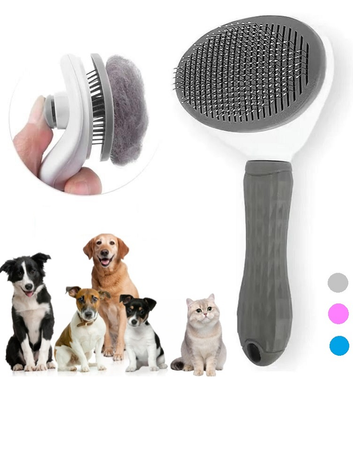 Selbstreinigende Haustierbürste für Hunde & Katzen, effiziente Fellpflege & Haarentfernung.