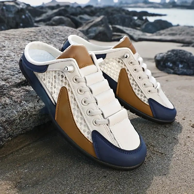 Komfortable Herren Slipper mit offener Ferse, ein atmungsaktiver Leichtschuh für entspannte Sommertage.