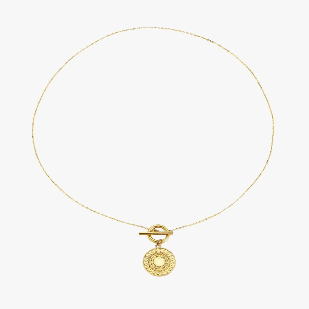 Robuste Damen Sonnen-Halskette in Gold. Wasserfest & hypoallergen für empfindliche Haut. Langlebiger Edelstahl-Schmuck.