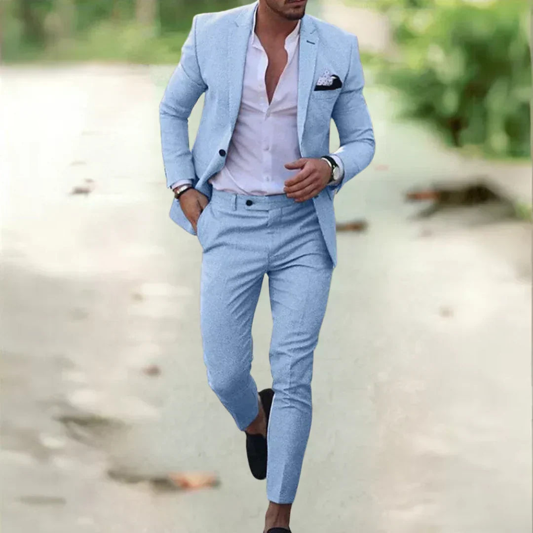 Zeitloser Herren Anzug Slim Fit. 2-teiliges Sakko-Hose-Set für vielseitige Business- & Festanlässe.