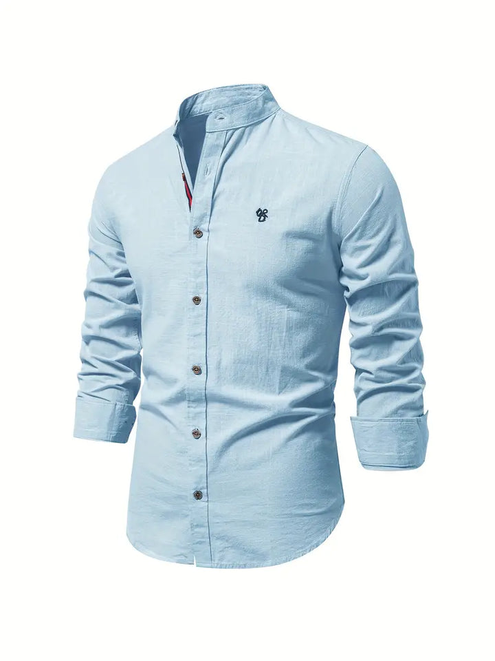 Rückansicht Herren Langarmhemd Leon. Klassisches & bequemes Freizeithemd für den Frühling. Stilvolle Herrenmode.