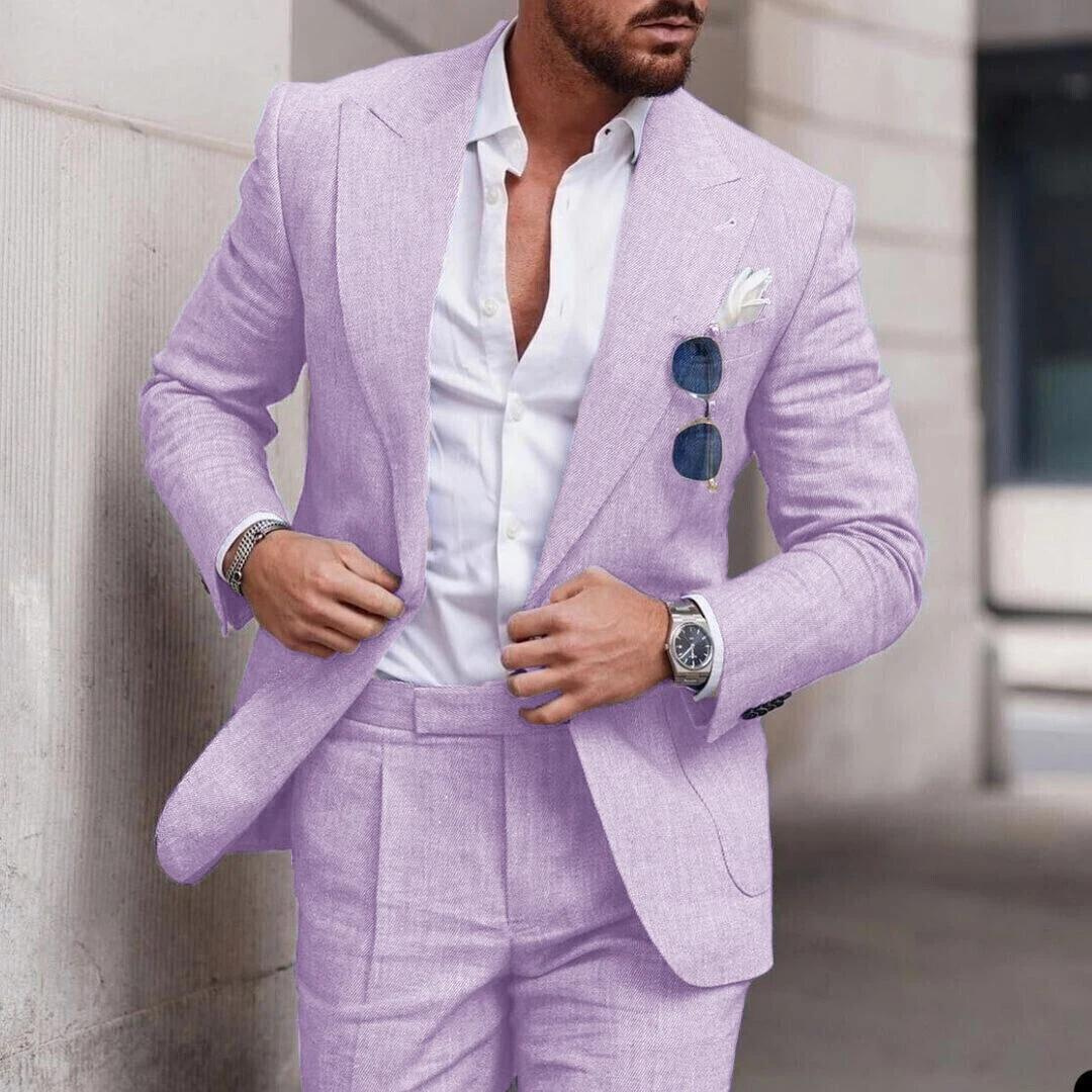 Gesamtaufnahme: Moderner Herren-Zweiteiler Modell Caden. Eleganter Look für Sommerhochzeiten & Feiern.