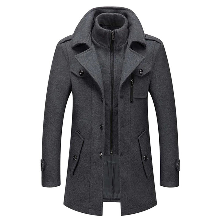 Zweiteiliger Herren Wintermantel, warm gefüttert, hoher Kragen schützt vor Kälte. Perfekt für Business & Freizeit.