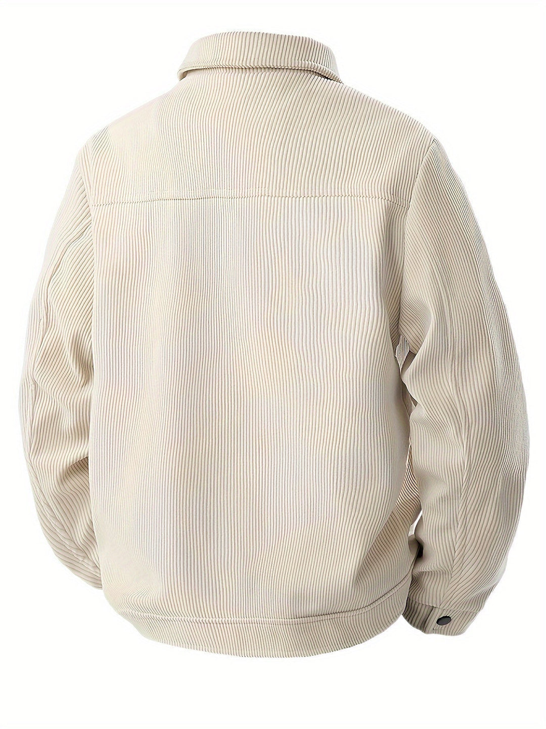 Rückenansicht einer bequemen Herren Cordjacke. Eine klassische Alltagsjacke für den stilvollen Mann im Herbst.