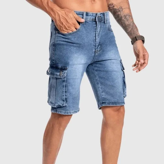 Stylische Herren Denim Cargo Shorts Jonas für den Sommer, bequem und vielseitig für warme Tage.
