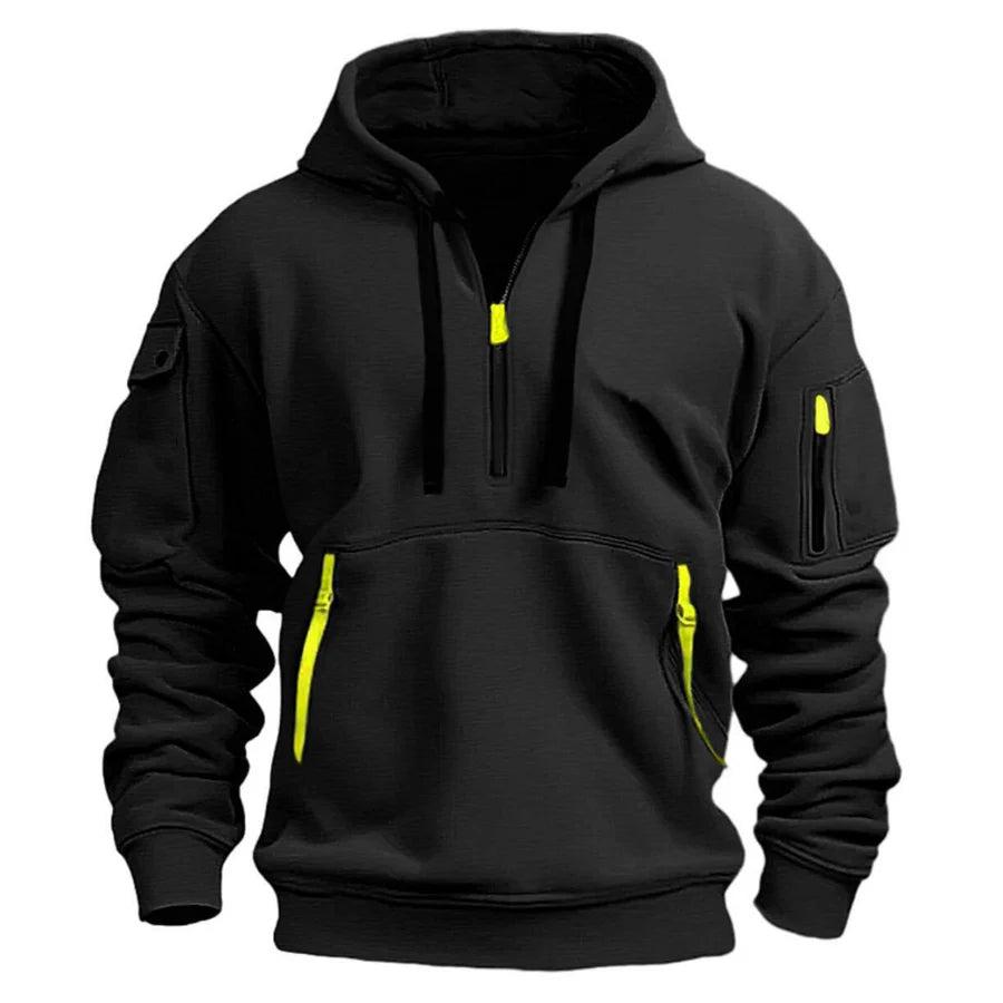 Funktionaler Herren Kapuzenpullover Regular Fit mit sicheren Reißverschlusstaschen, ideal für Sport & Freizeit.