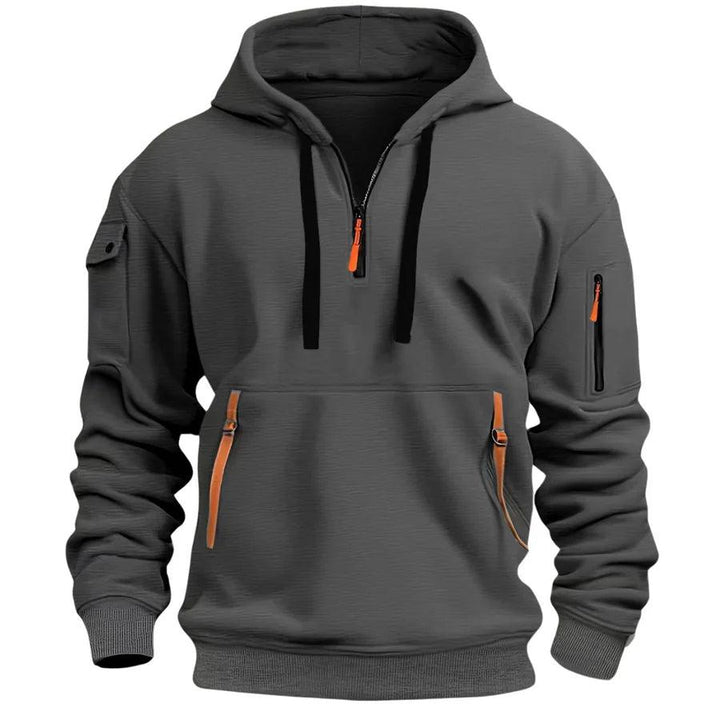 Herren Kapuzenpullover Regular Fit, sportlicher Hoodie mit Reißverschlusstaschen für Freizeit.