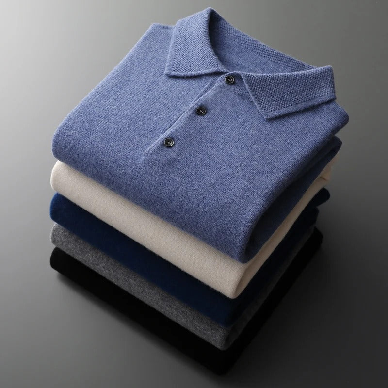 Bequemer Herren Strickpullover mit Polokragen. Elegant & stilvoll für Business-Outfits.