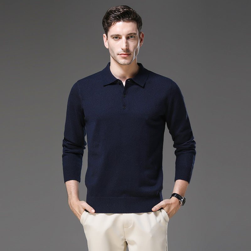 Klassischer Herren Polokragen Pullover, elegant für Businesskleidung und Herbstmode.