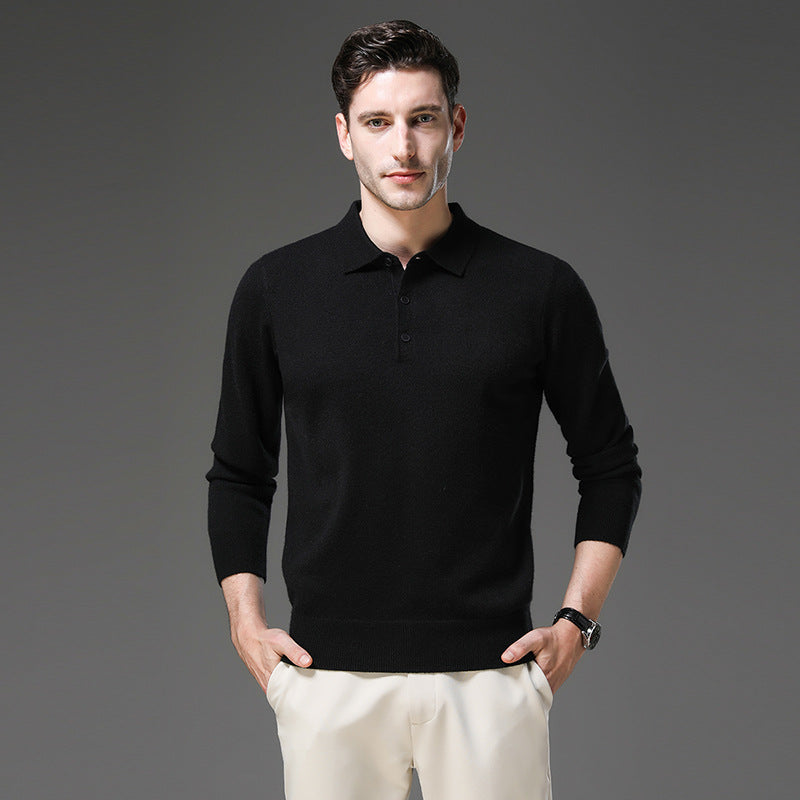 Hochwertiger Herren Pullover mit Polokragen, langarm. Bequemer Strick für Büro und Freizeit.