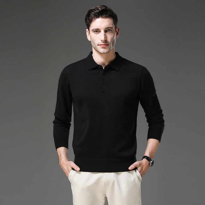 Hochwertiger Herren Pullover mit Polokragen, langarm. Bequemer Strick für Büro und Freizeit.