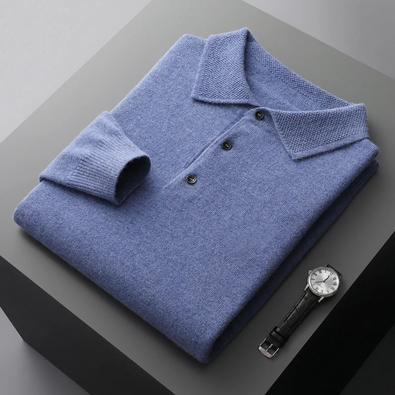 Premium Herren Strickpullover, Polokragen. Elegant, ideal für Business & stilvolle Freizeit.
