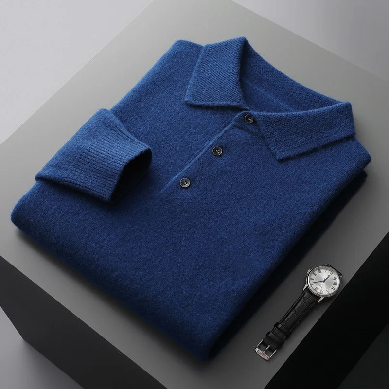Eleganter Herren Business Pullover mit Polokragen. Ideal für Büro, Herbst & Winter.