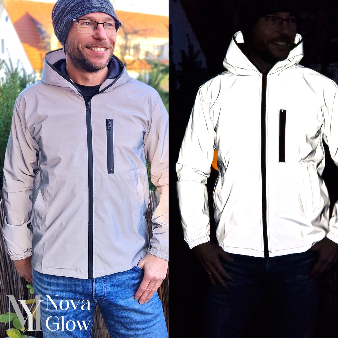 Herren reflektierende Jacke für optimale Sichtbarkeit bei Outdoor-Sport & Aktivitäten in der Dunkelheit.