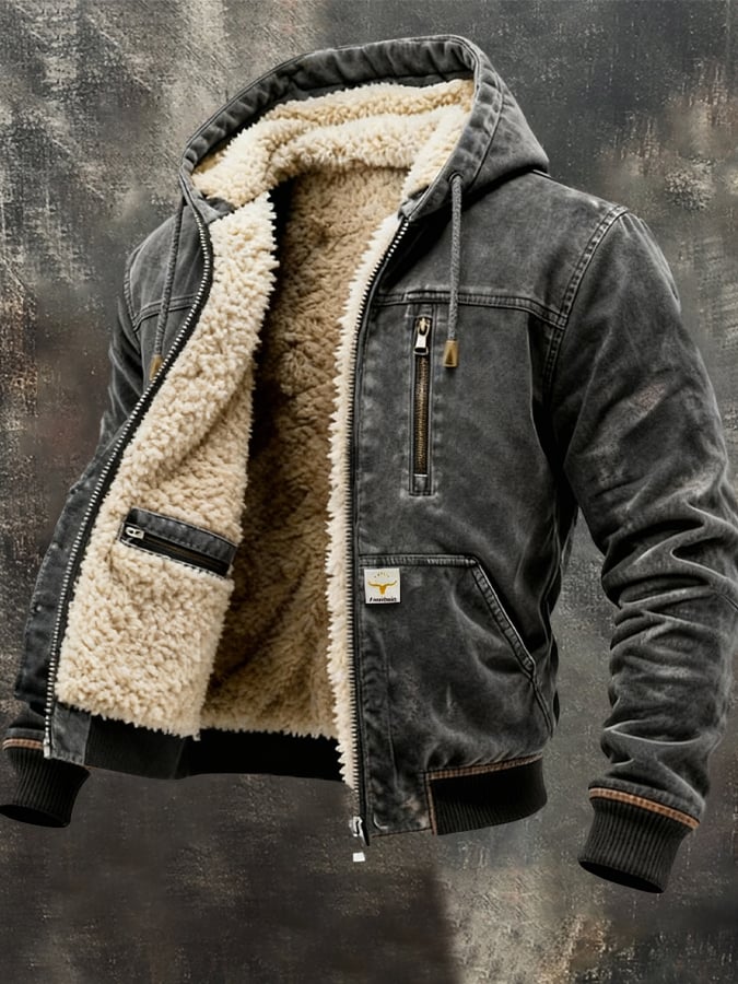 Herren Thermojacke im Vintage-Stil für Herbst & Winter. Warme Freizeitjacke für Männer, stilvolle Oberbekleidung.