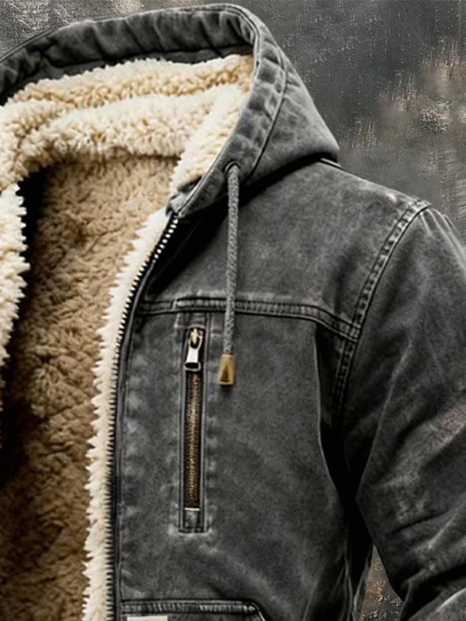 Stylische Herren Thermojacke im Vintage-Look. Perfekte Herbst- & Winterjacke für Freizeit und Outdoor-Aktivitäten.