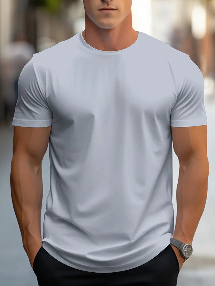 Schlichtes Herren T-Shirt in Blau, vielseitig kombinierbar für Freizeit & Büro.