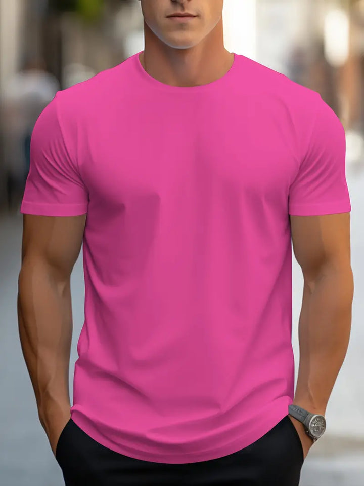Detail des Ärmelabschlusses: Herren Basic T-Shirt, ordentlich genäht für Langlebigkeit.