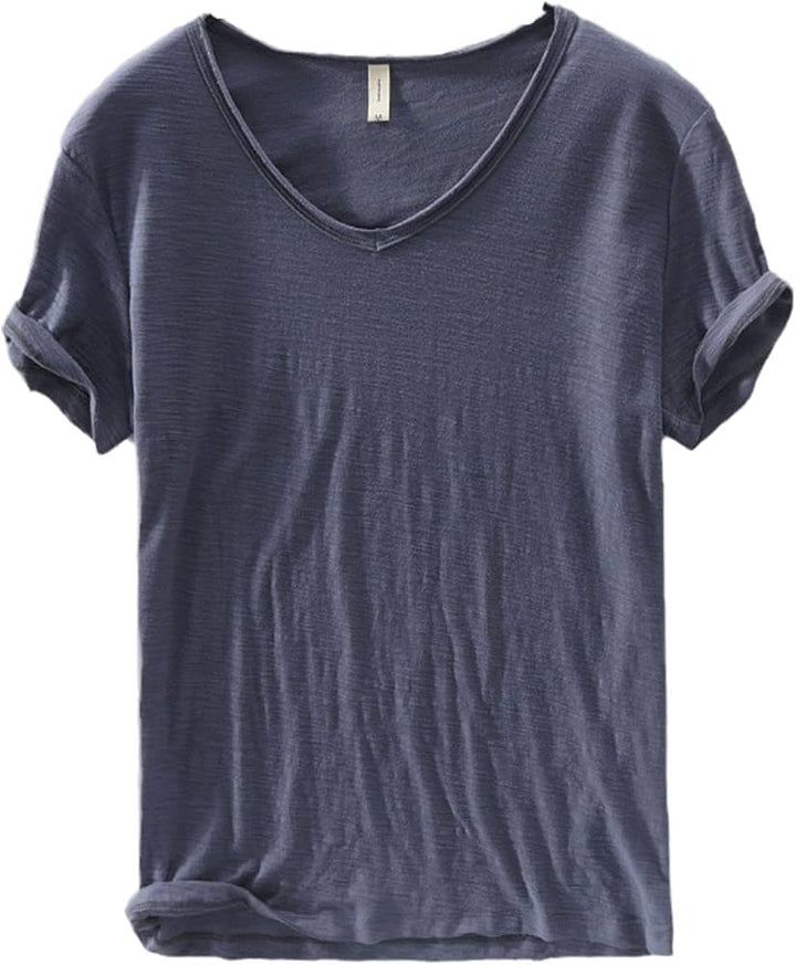 Atmungsaktives Leinen V-Neck Shirt für Herren. Kurzarm, stilvoll. Für heiße Tage und Freizeit-Outfits.
