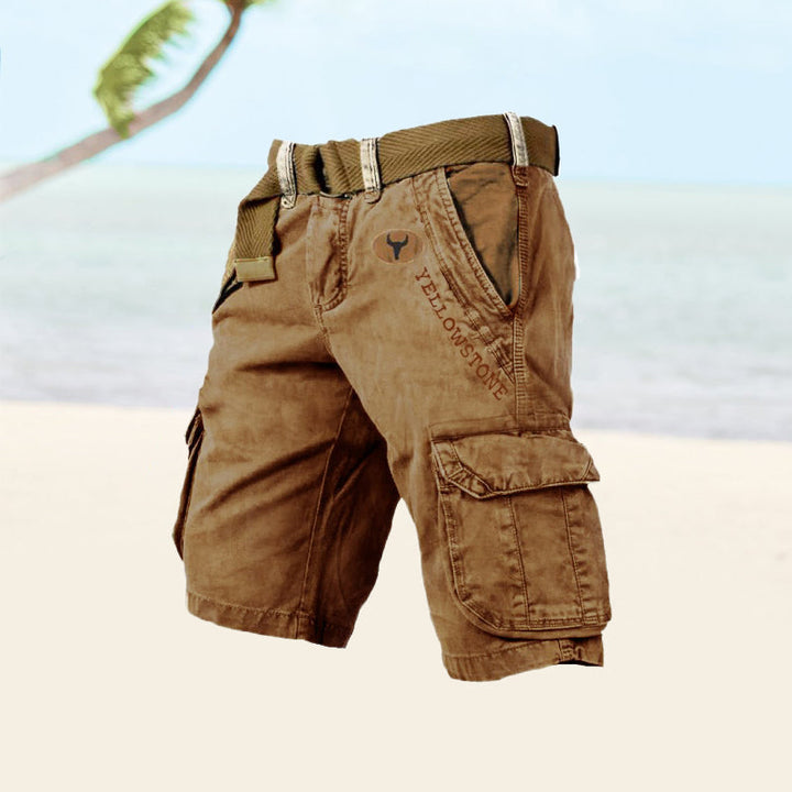 Stylische Herren Cargo-Shorts in Olivgrün. Vielseitige kurze Hose für Sommer, Freizeit & Outdoor-Abenteuer.