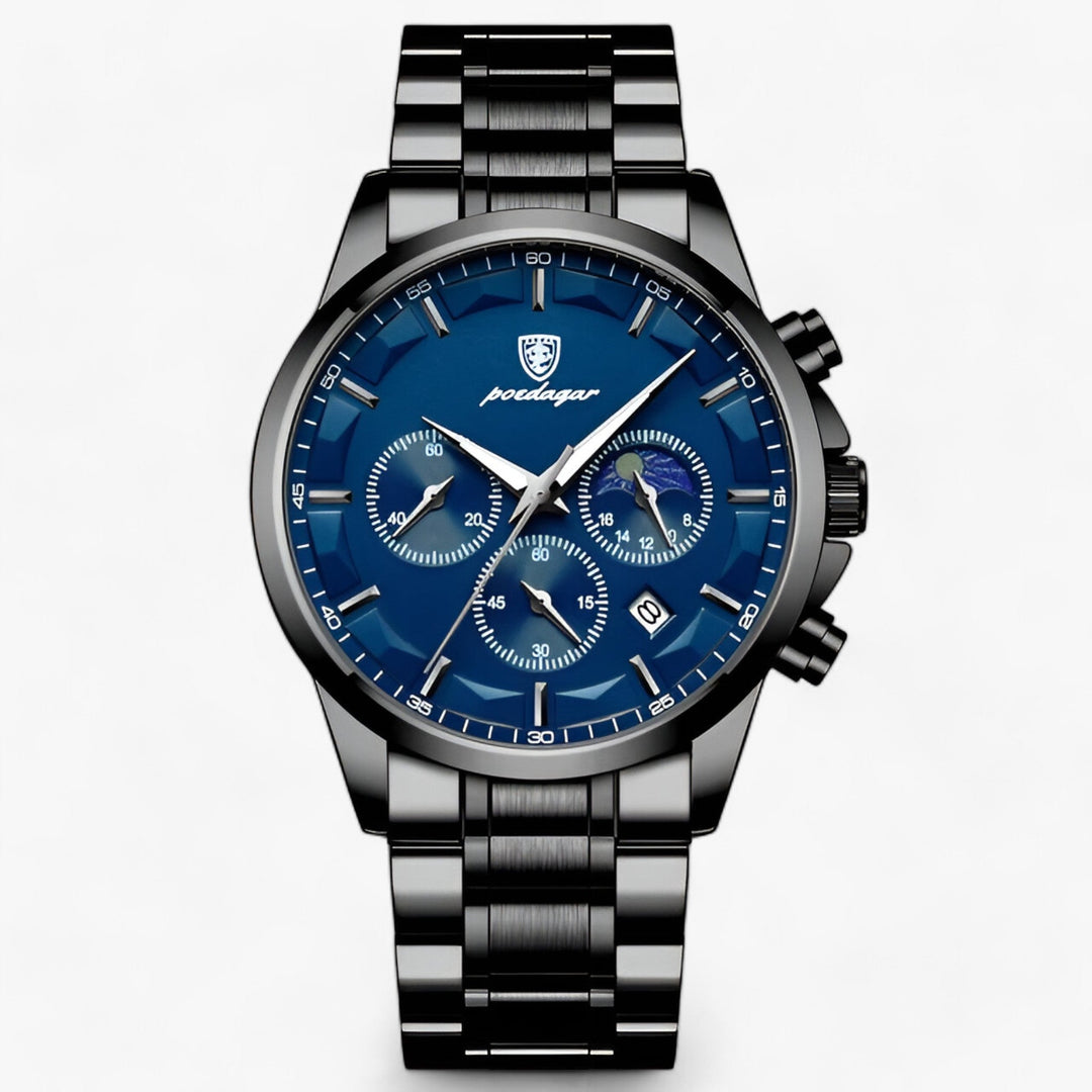 Wasserdichte Luxus-Herrenuhr mit robustem Armband und klassischem Zifferblatt. Stilvolles Herrenaccessoire.