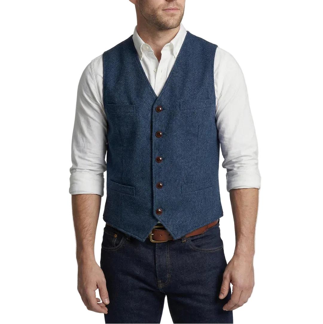 Elegant Herren V-Ausschnitt Weste Regularfit für Business & Freizeit, Frontansicht.
