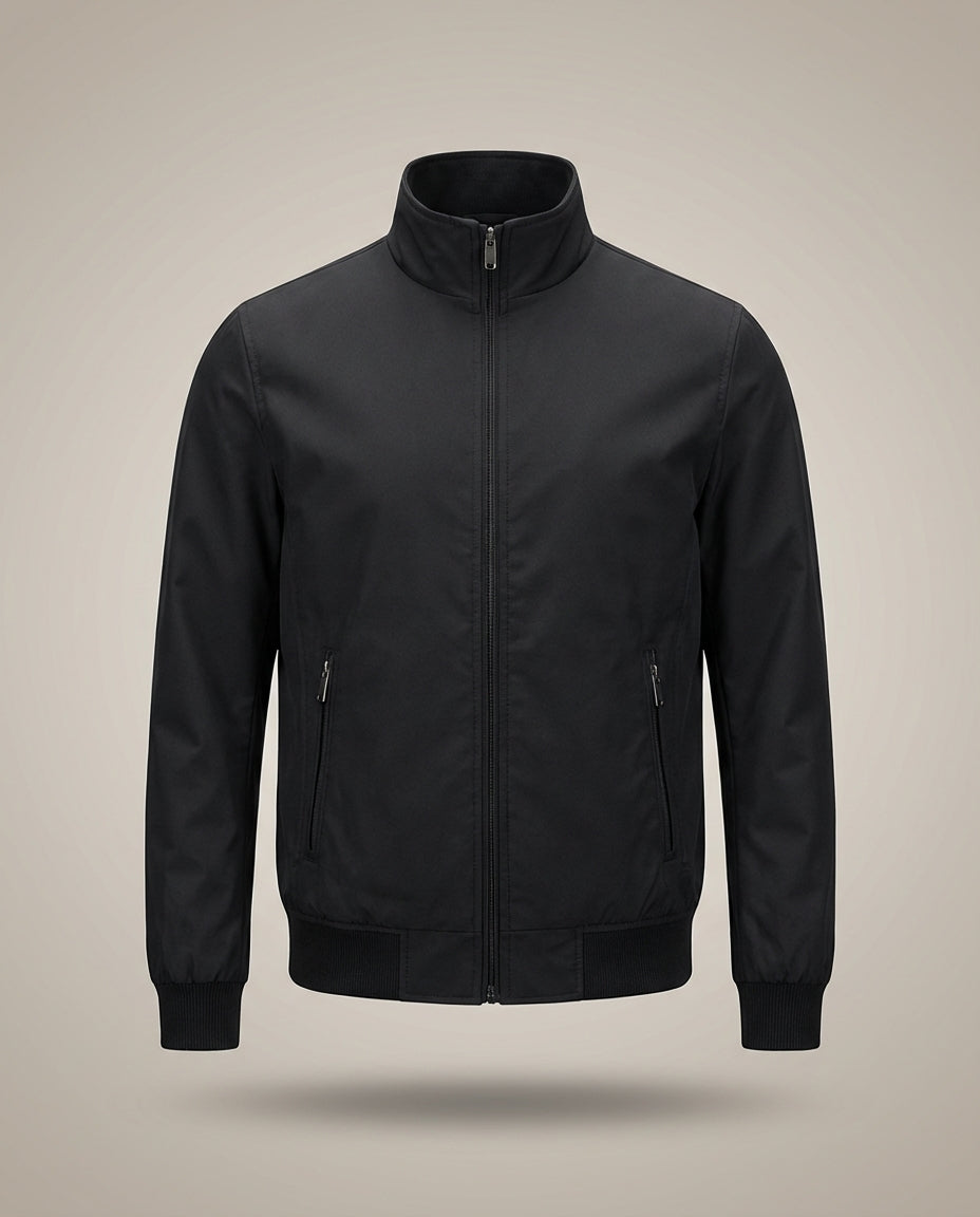Modische leichte Herrenjacke mit Stehkragen, marineblau. Vielseitig kombinierbar für Alltag & Outdoor.