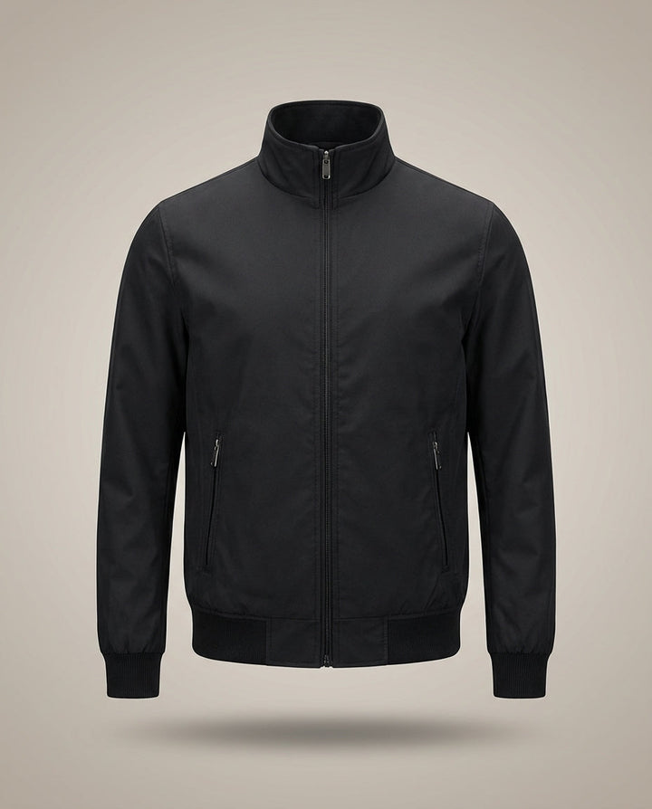 Modische leichte Herrenjacke mit Stehkragen, marineblau. Vielseitig kombinierbar für Alltag & Outdoor.