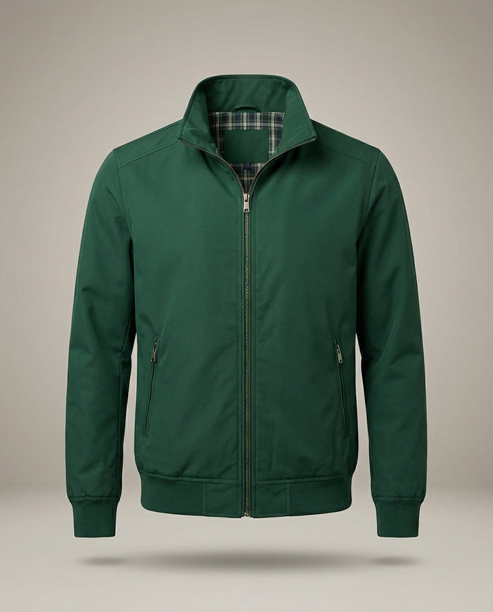 Elegante leichte Übergangsjacke Herren, Stehkragen, Beige. Optimal für Frühlings- und Sommer-Looks.