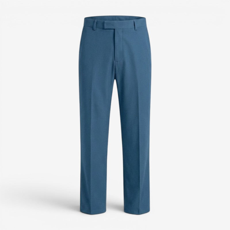 Seitliche Ansicht der modernen Slim Fit Herrenmode Hose mit verstellbarem Bund. Ideal für Business.