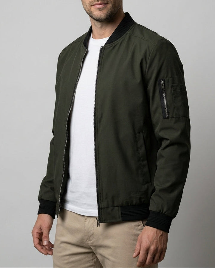 Leichte Herren Sommerjacke elegant schwarz, perfekt für Frühling & Alltag.
