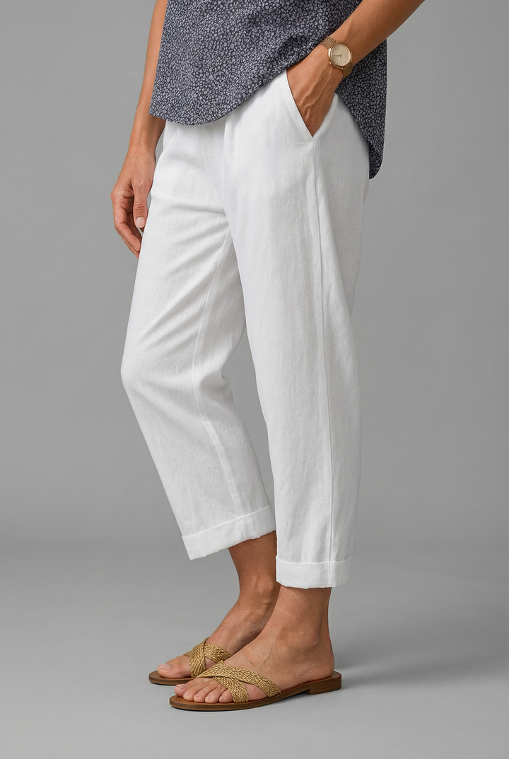 Damen leichte Sommerhose mit entspanntem Schnitt, ideal für Freizeit, bequem und lässig für den Sommeralltag.