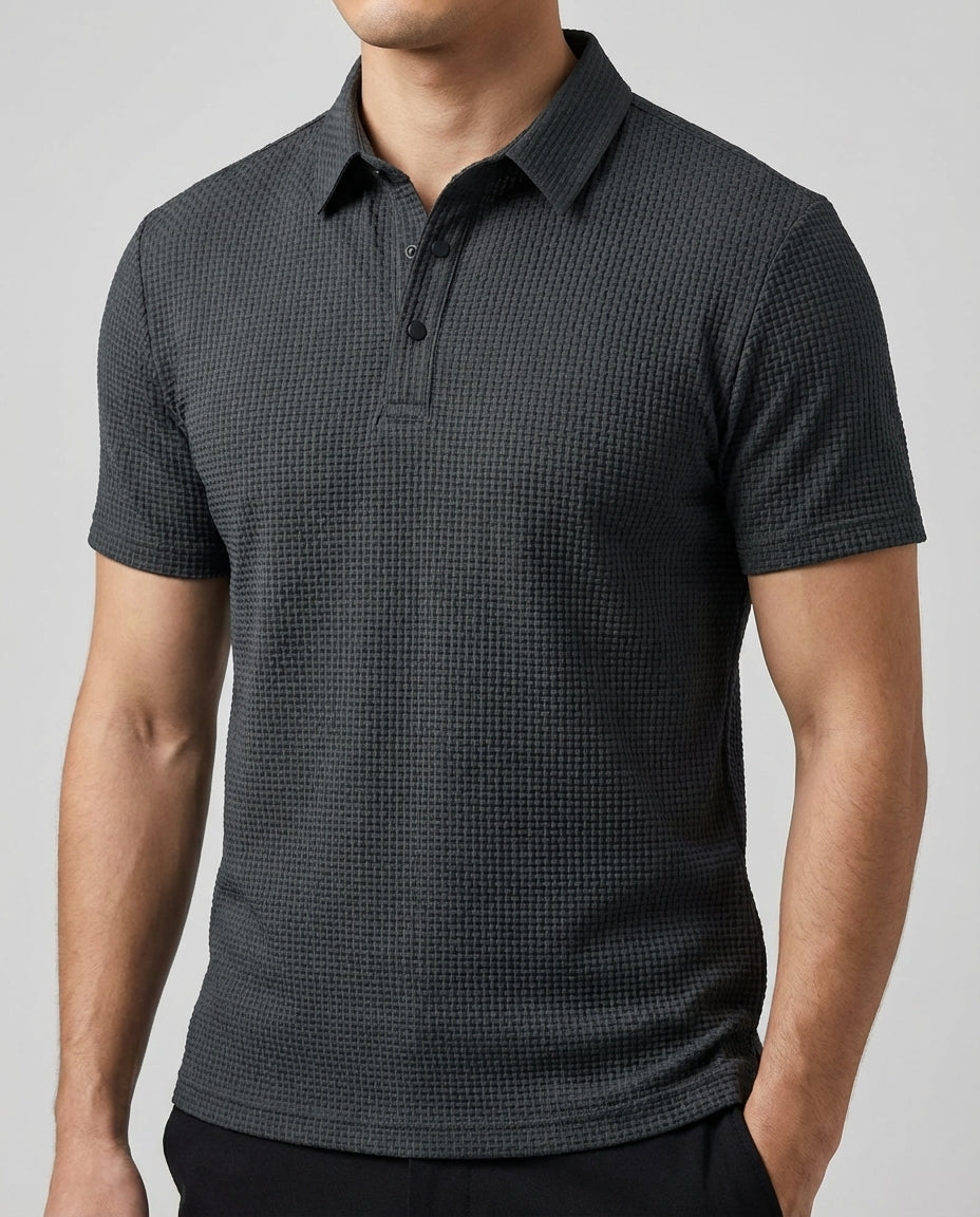 Herren Struktur Poloshirt, kurzärmlig & bequem für Alltag und Freizeit.