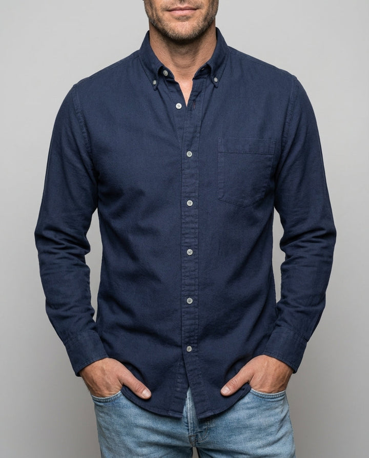 Stylisches Herren Stehkragenhemd, Langarm, einfarbig, perfekt für Business Casual & Freizeit im Frühling/Sommer.