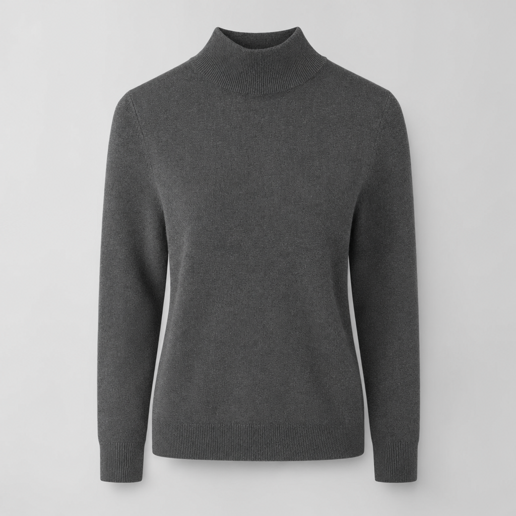Damen Rollkragenpullover Detail: Weicher Strick & hoher Kragen. Eleganter Winterpullover in Anthrazit, warm & kuschelig.